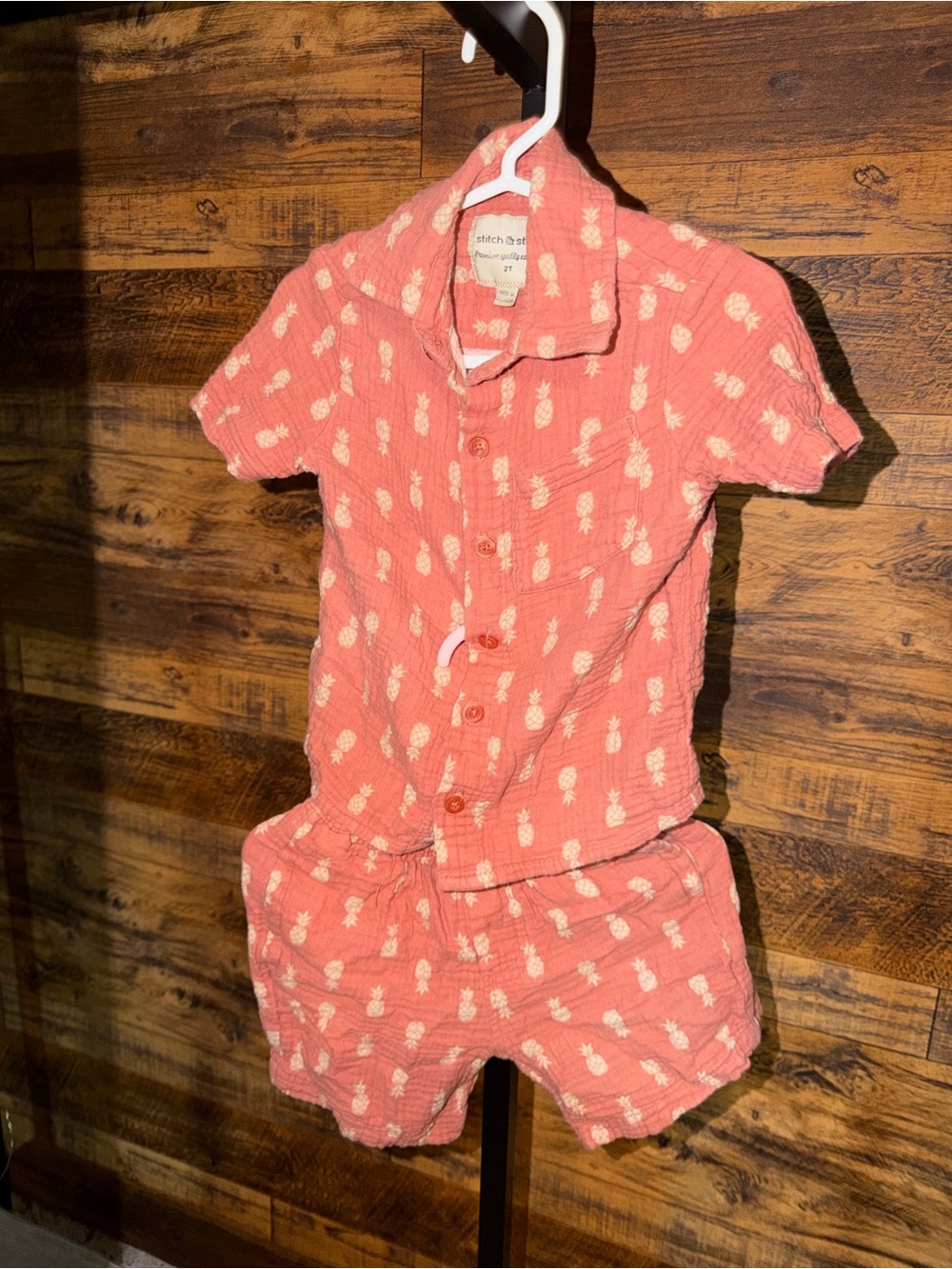 Kids Coral Pineapple Short-Sleeve Pajama Set